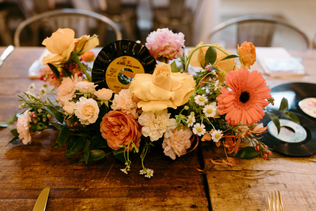 Floral tablescape for wedding designed by The Floral Eclectic. Photo taken by Vanessa Todd.